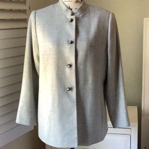 Joan & David gray 100% virgin wool mandarin collar